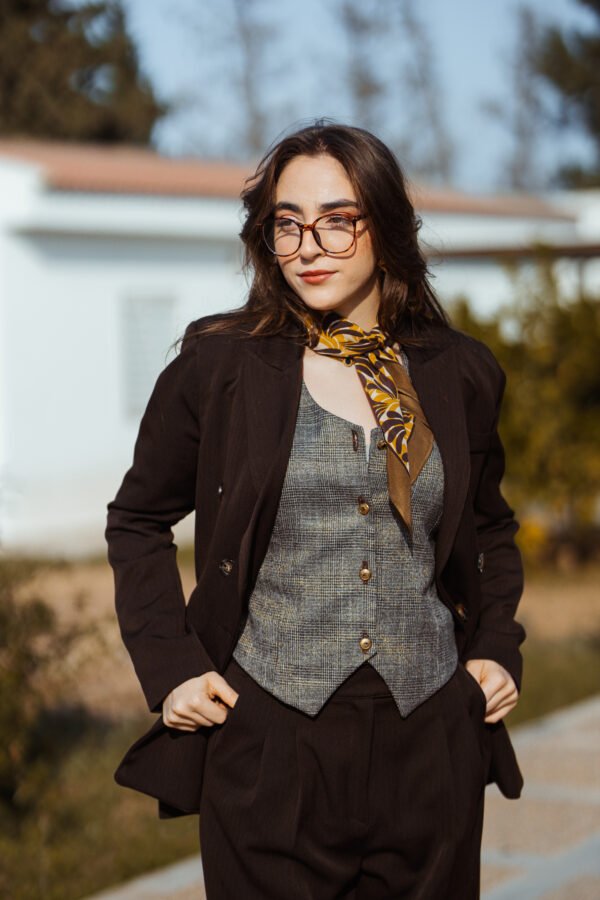 1Z4A5701 Blazer Croisé & Pantalon Large – Marron Chocolat Noir – Nouvelle Collection Noblesse