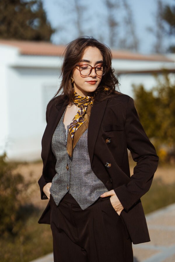 1Z4A5702 Blazer Croisé & Pantalon Large – Marron Chocolat Noir – Nouvelle Collection Noblesse