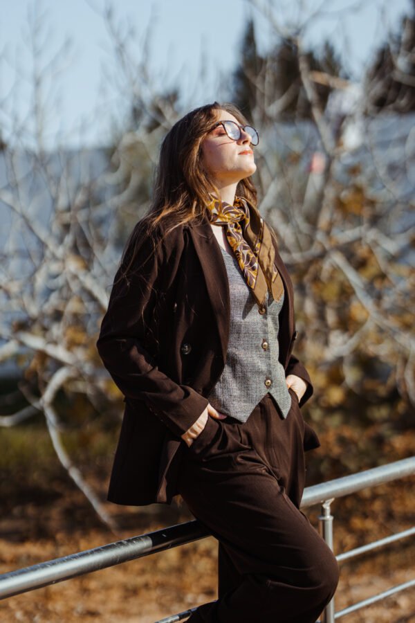 1Z4A5731 Blazer Croisé & Pantalon Large – Marron Chocolat Noir – Nouvelle Collection Noblesse