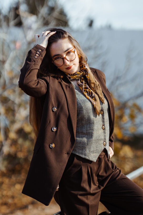 1Z4A5744 Blazer Croisé & Pantalon Large – Marron Chocolat Noir – Nouvelle Collection Noblesse