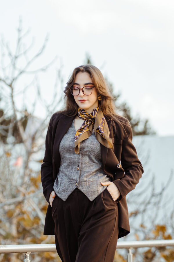 1Z4A5786 Blazer Croisé & Pantalon Large – Marron Chocolat Noir – Nouvelle Collection Noblesse