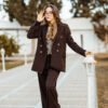 1Z4A5799 Blazer Croisé & Pantalon Large – Marron Chocolat Noir – Nouvelle Collection Noblesse