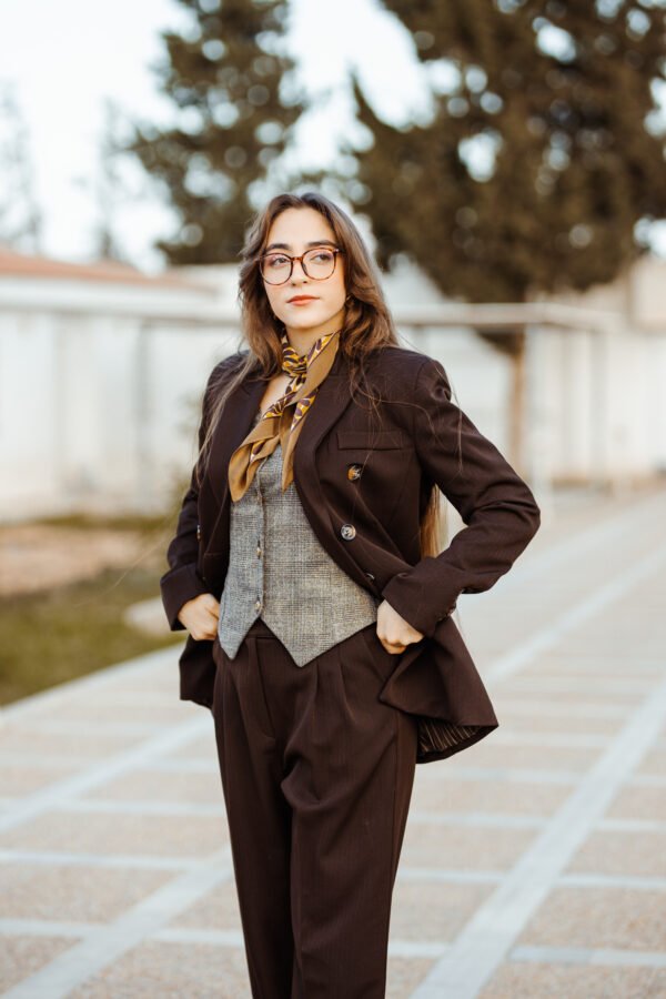 1Z4A5826 Blazer Croisé & Pantalon Large – Marron Chocolat Noir – Nouvelle Collection Noblesse