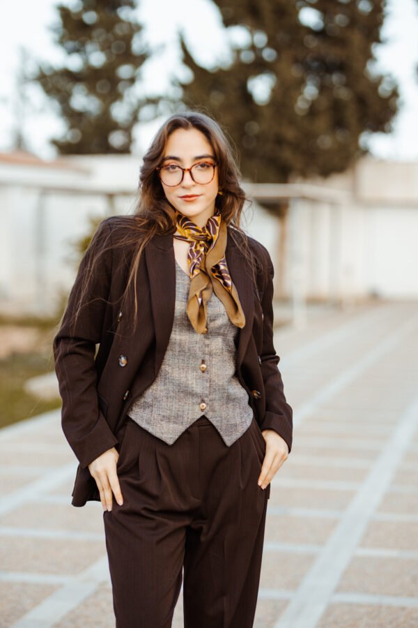 1Z4A5838 Blazer Croisé & Pantalon Large – Marron Chocolat Noir – Nouvelle Collection Noblesse