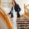 1Z4A6254 Blazer Croisé-Bleu Marine & Pantalon Large – Blanc : Collection Noblesse