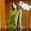 Blazer Croisé & Pantalon Large – Vert Olive– Collection Noblesse