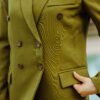Blazer Croisé & Pantalon Large – Vert Olive– Collection Noblesse