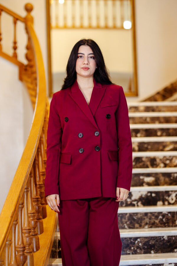 1Z4A6768 Blazer Croisé & Pantalon Large - Rouge Burgundy - Nouvelle Collection Noblesse