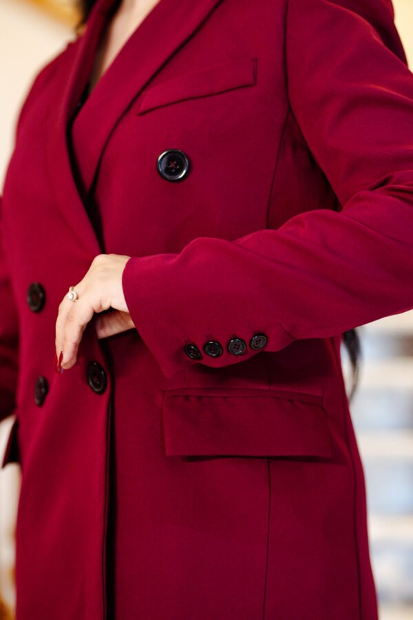 1Z4A6777 Blazer Croisé & Pantalon Large - Rouge Burgundy - Nouvelle Collection Noblesse