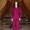 1Z4A6782 Blazer Croisé & Pantalon Large - Rouge Burgundy - Nouvelle Collection Noblesse
