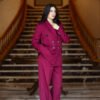 1Z4A6790 Blazer Croisé & Pantalon Large - Rouge Burgundy - Nouvelle Collection Noblesse