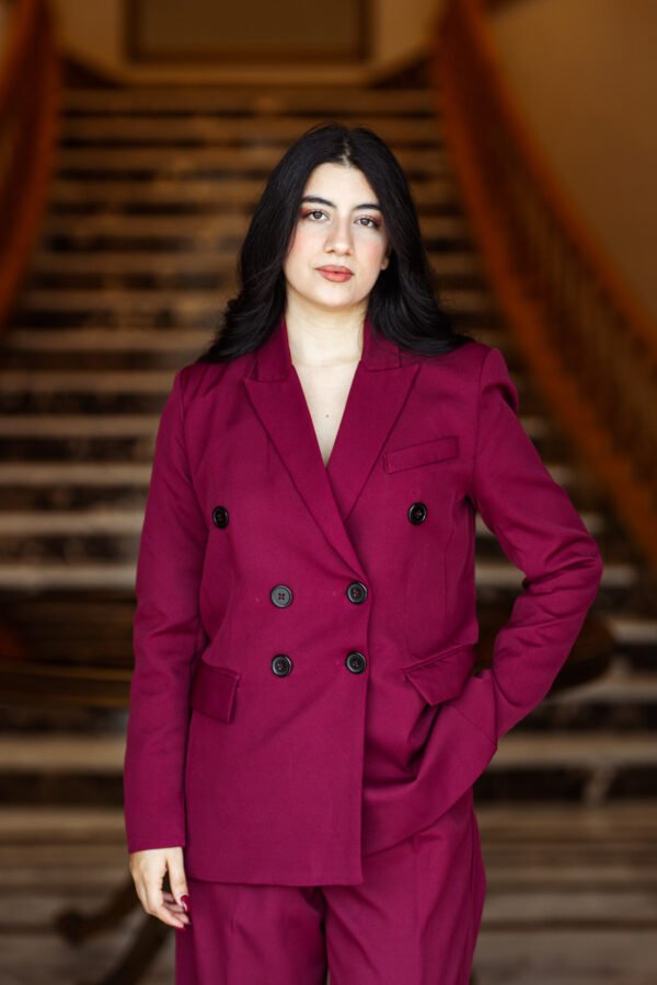 1Z4A6793 Blazer Croisé & Pantalon Large - Rouge Burgundy - Nouvelle Collection Noblesse