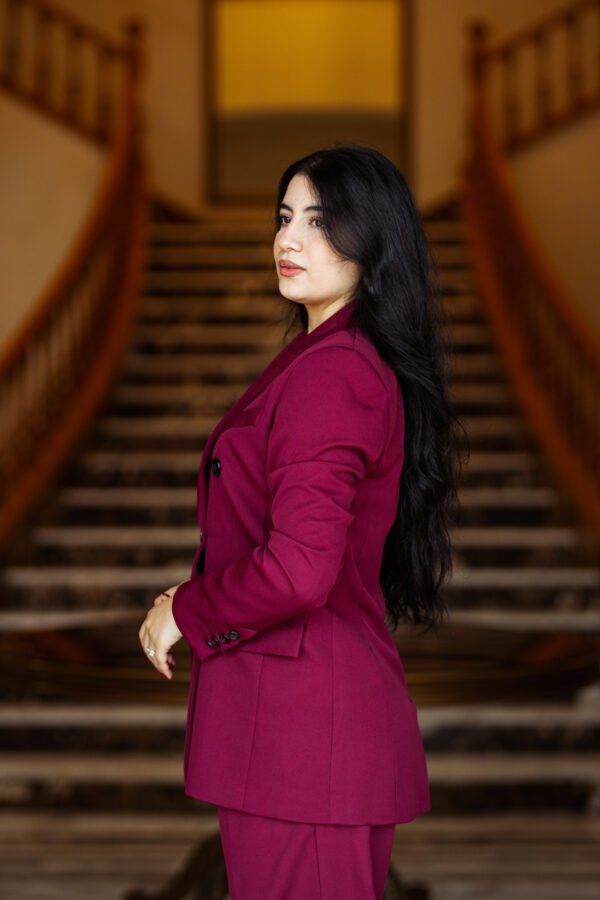 1Z4A6800 Blazer Croisé & Pantalon Large - Rouge Burgundy - Nouvelle Collection Noblesse