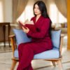 1Z4A6818 Blazer Croisé & Pantalon Large - Rouge Burgundy - Nouvelle Collection Noblesse