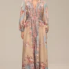 Robe longue fluide imprimé floral pastel – élégance bohème raffinée