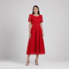 ChatGPT Image 5 mai 2026, 12_42_33 Robe midi en dentelle Rouge avec ceinture fine